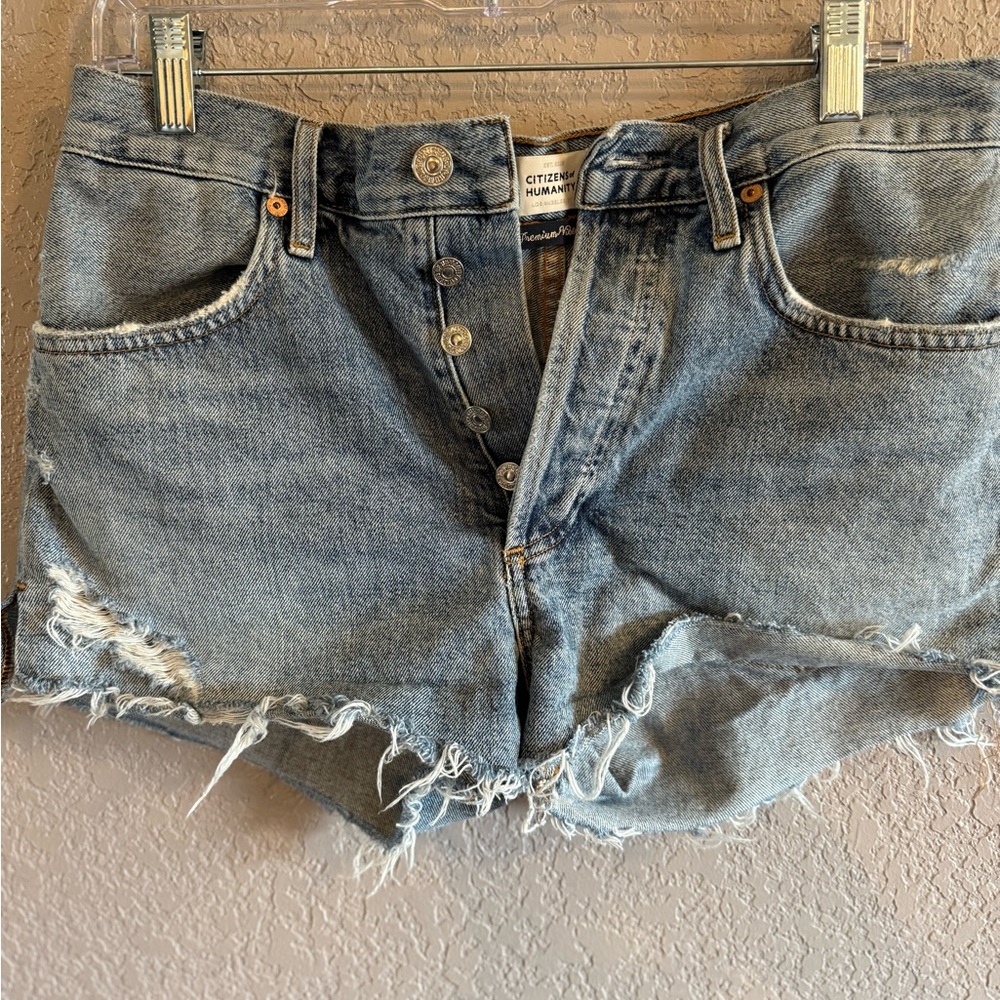Citizens of Humanity Light Blue Distressed Jean Shorts